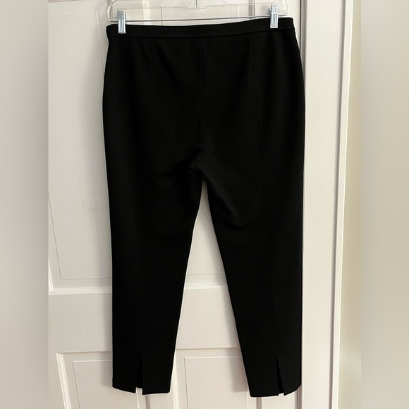 St. John Caviar Black Cigarette Ankle Pants Size 12 Side Zip Closure Wool Blend - Picture 5 of 13